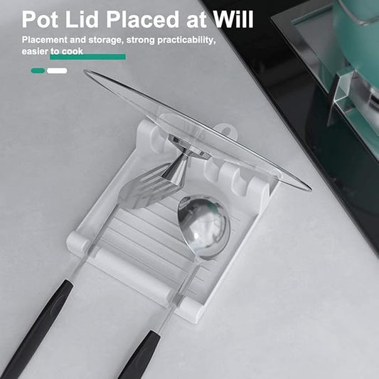 2 Pack Utensil Rest for Stove Top, Spatula/Ladle/Spoon Rest with Drip Pad & Pot Lid Holder Stand for Kitchen, Cooking Utensil No Drip Holder, Multifunction Kitchen Spatula Rack with Lid Holder