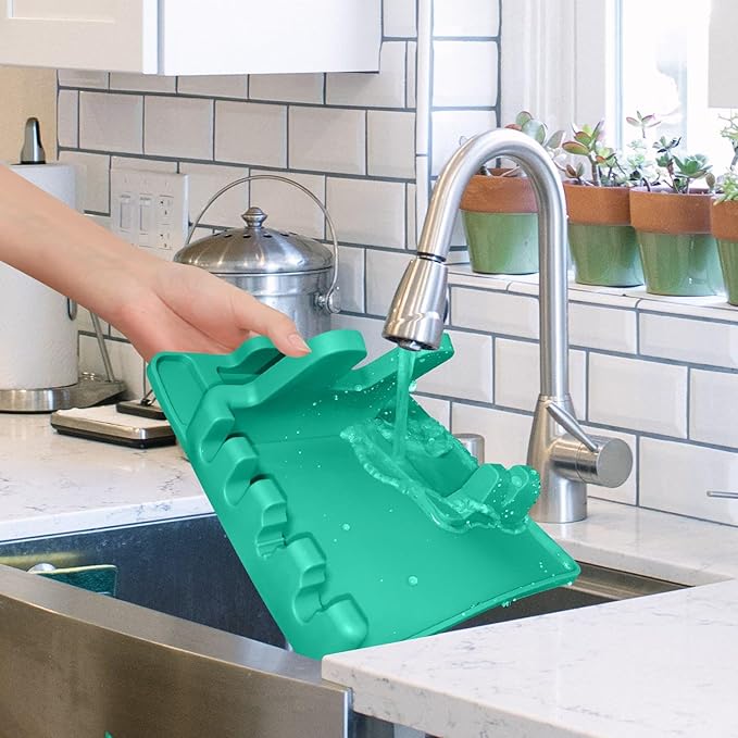 Silicone cutlery rack with drip pad; Stove surface spoon holder; Pot lid rack; Silicone spoon holder; Rest of utensils; Kitchen spoons rest; Kitchen spoon holder (turquoise)