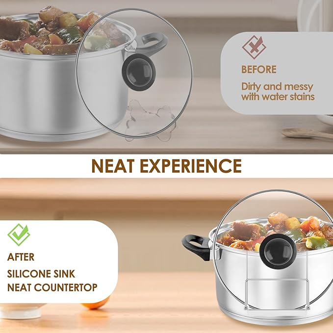 2 Pack Pot Lid Holder,Stainless Steel Slow Cooker Lid Holder,Kitchen Crock Pot Lid Holder for Cooking Pot Lid Organizer Fits Most Slow Cookers Pot Lid Rack with Silicone Sink (Grey)