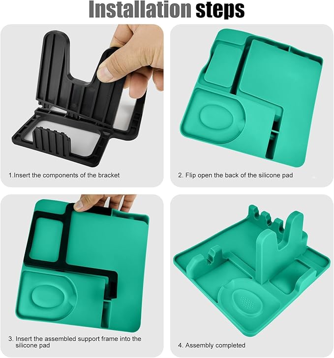 Silicone cutlery rack with drip pad; Stove surface spoon holder; Pot lid rack; Silicone spoon holder; Rest of utensils; Kitchen spoons rest; Kitchen spoon holder (turquoise)