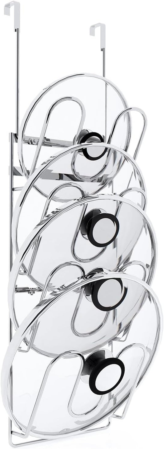 Pot Lid Organizer,304stainless steel door hanging pot lid rack (Modern,Four-layer)