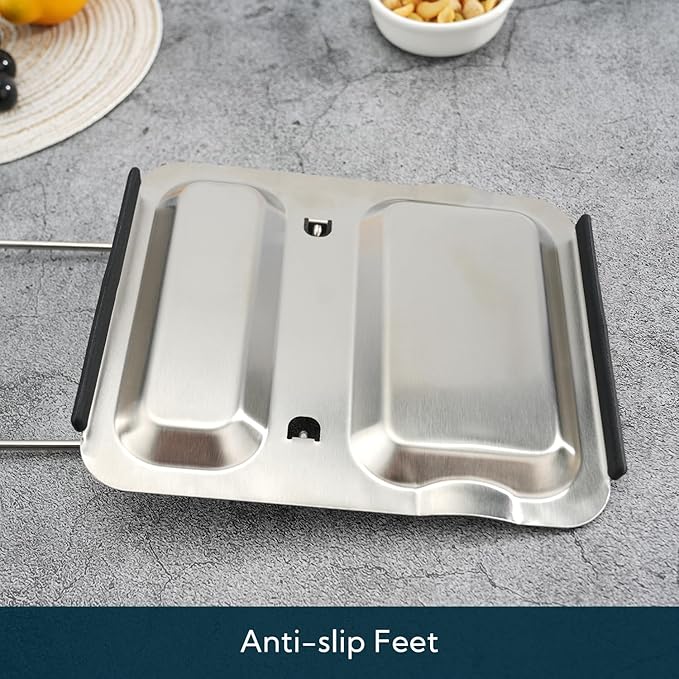 Foldable Spoon Rest and Pot Lid Holder for Counter, Non-scratch Silicone Base, Stainless Steel Pan Pot Cover Lid Rack Shelf Stand Holder Spoon Holder Utensil Rest Stove Organizer