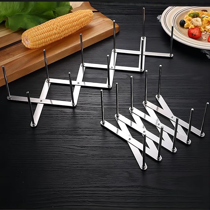 Adjustable Pot Lid Organizers, Dish Rack to Store Houseware, Plate Rack While Cooking, Kitchen Cabinet Pantry Pan and Pot Lid Organizer Rack Holder,4 sectional, 1Pcs